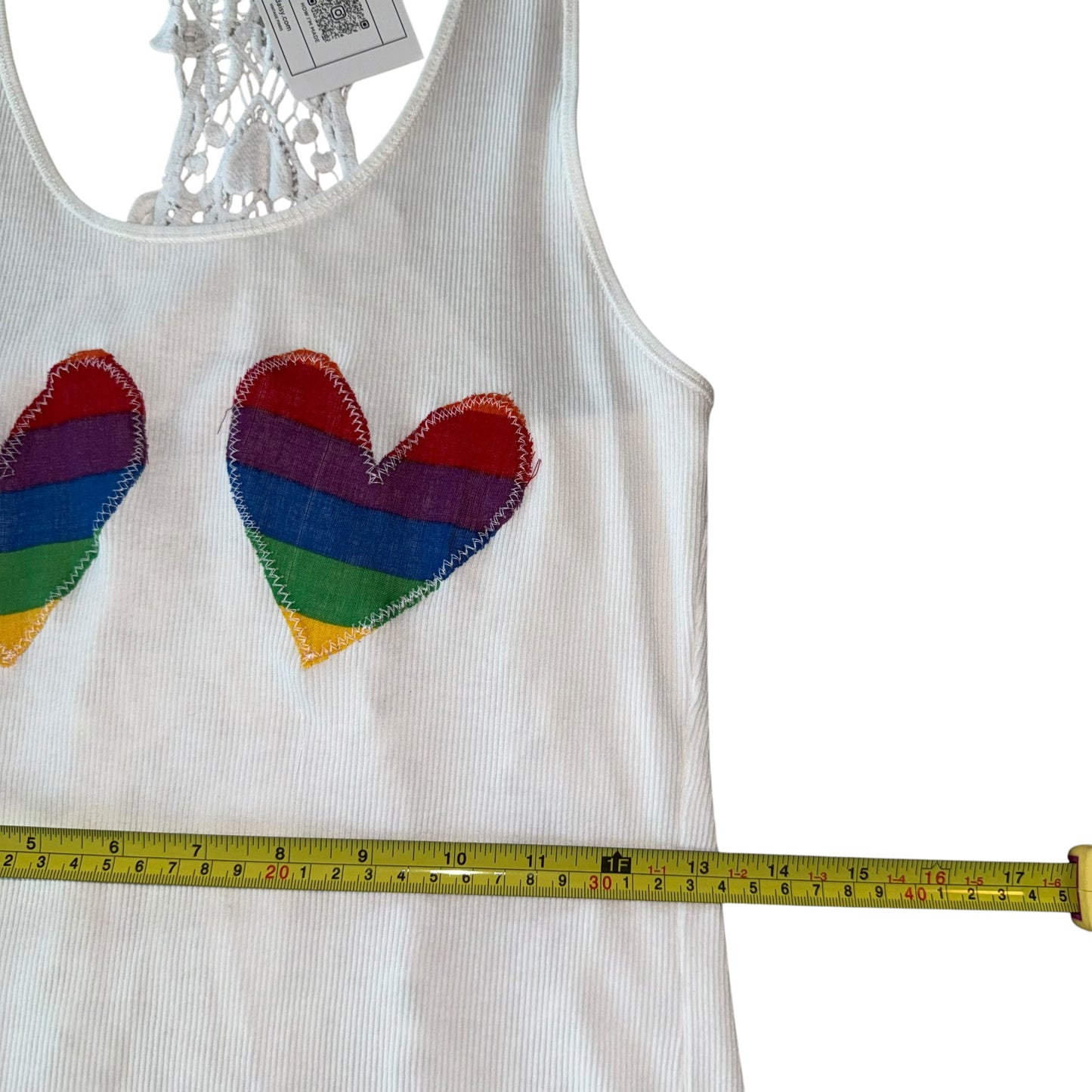 PRIDE - Double Rainbow Heart Crochet Back (L/XL)