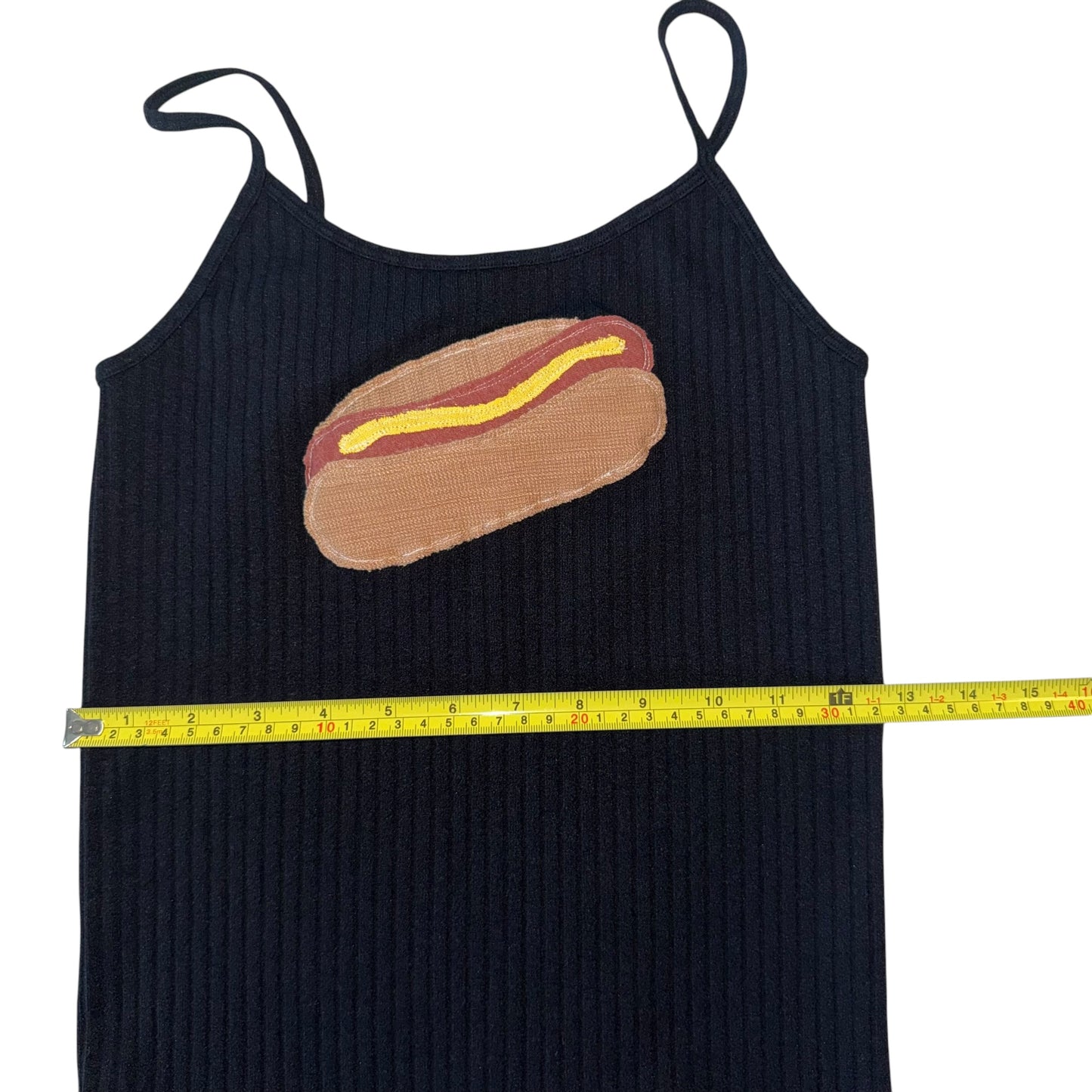 For The Girls, USA - Hot Dog Ribbed Black Tank (M/L)
