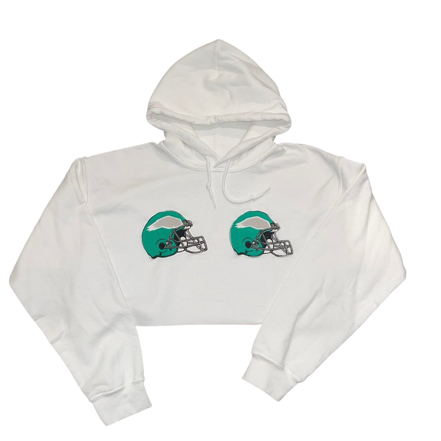 Philadelphia Eagles Upcycled Double Helmet White Hoodie (M)