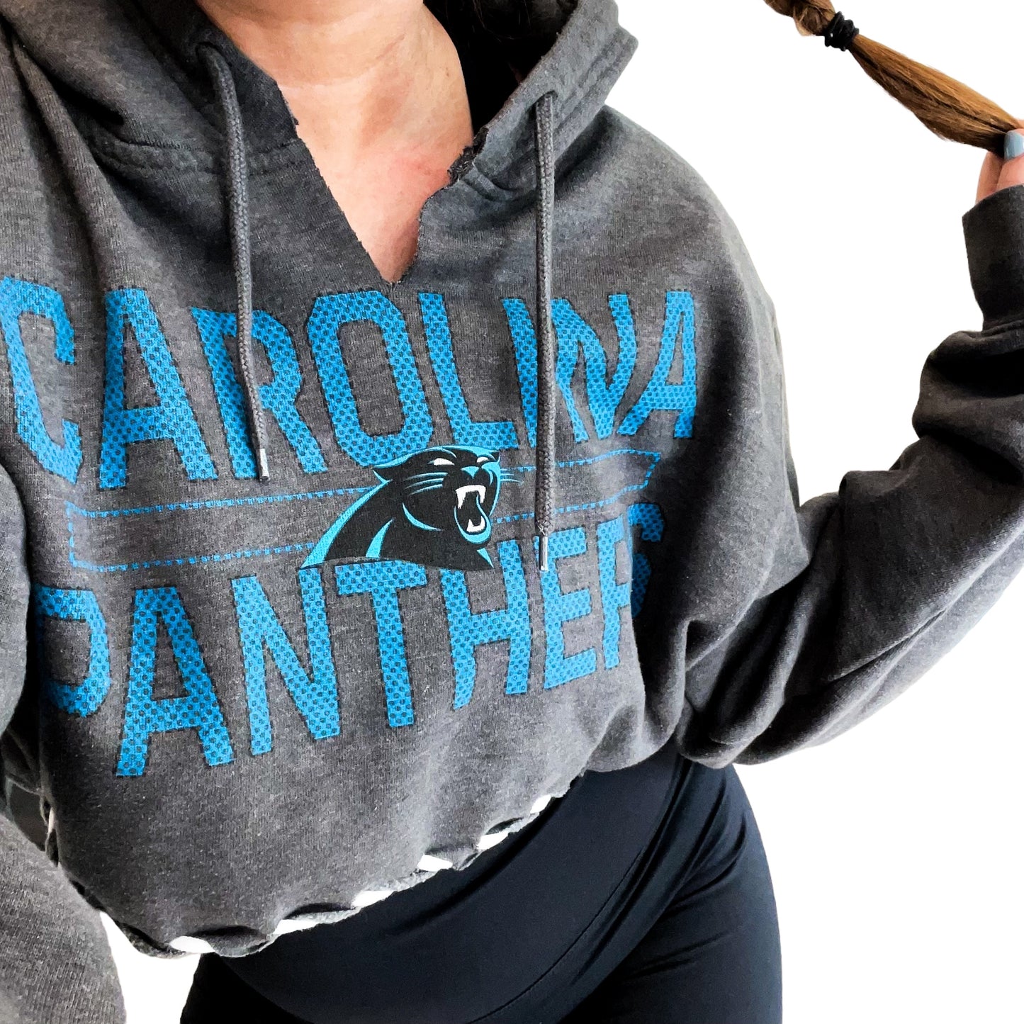 Carolina Panthers Lace Up Cropped Hoodie (M/L)