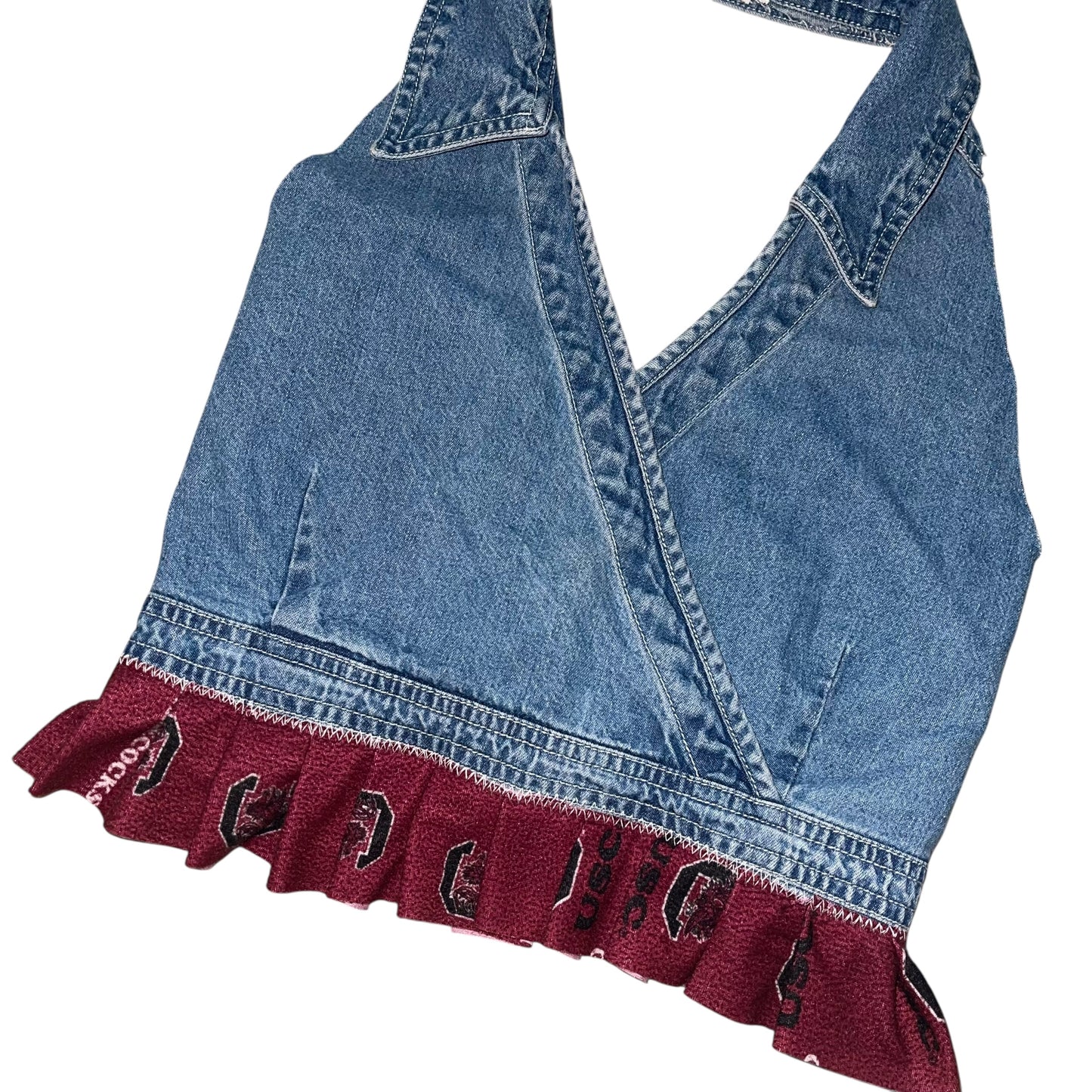 USC South Carolina Denim & Ruffle Halter (M/L)