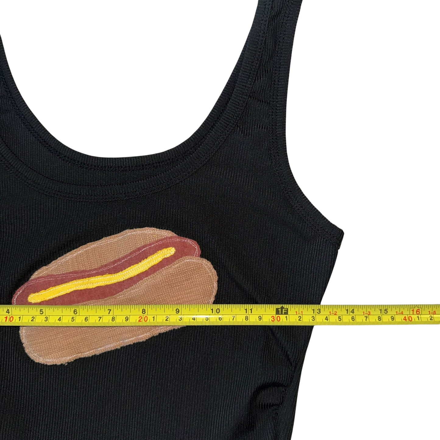 For The Girls, USA - Hot Dog Black Tank Crop (L)