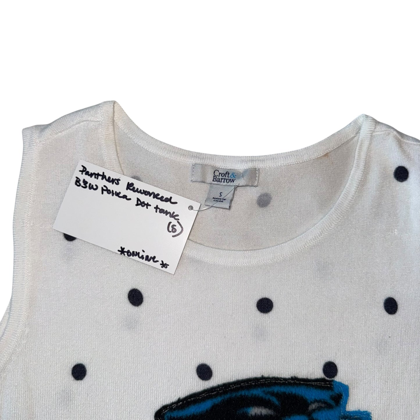 CLT - Panthers Reworked B&W Polka Dot Tank (S)