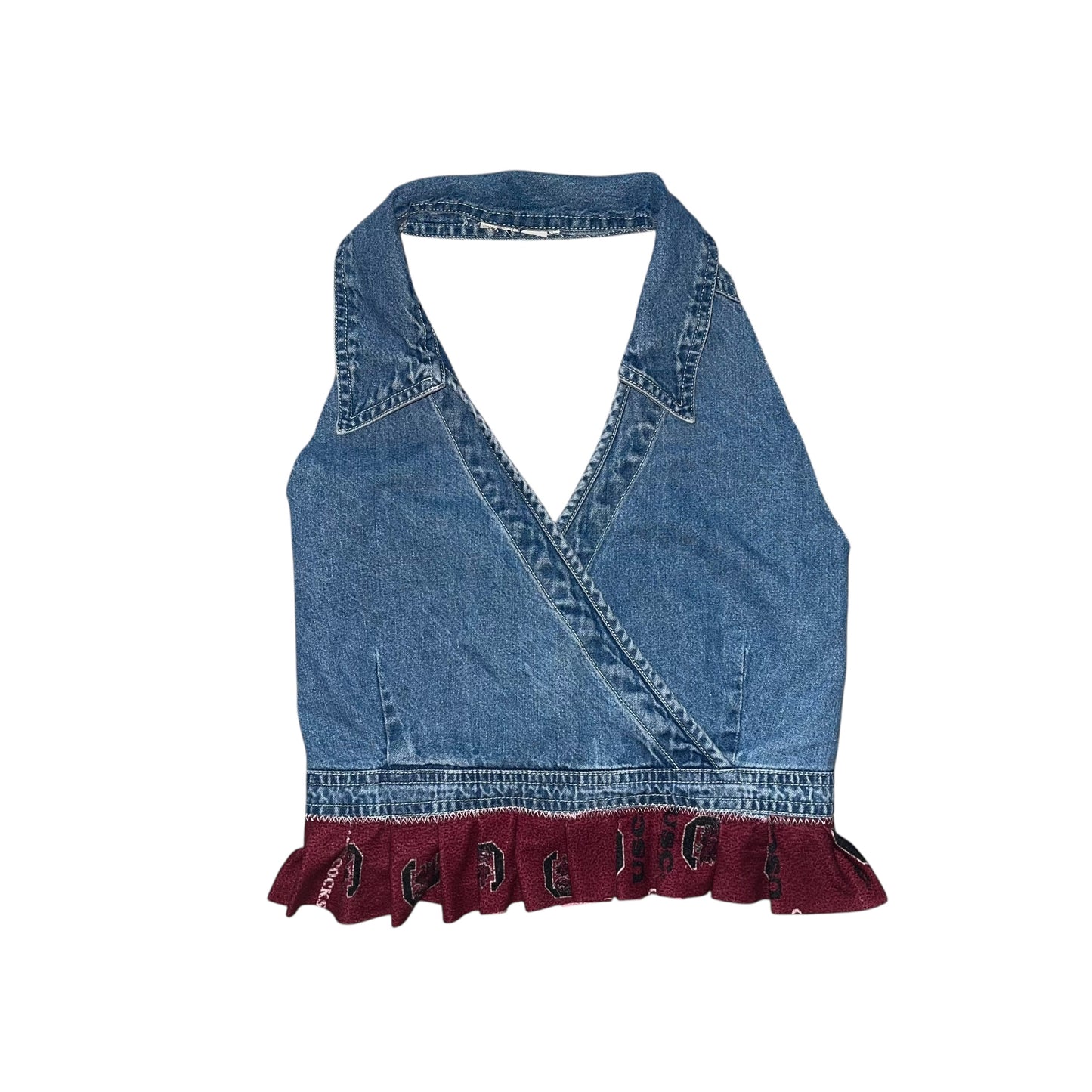 USC South Carolina Denim & Ruffle Halter (M/L)
