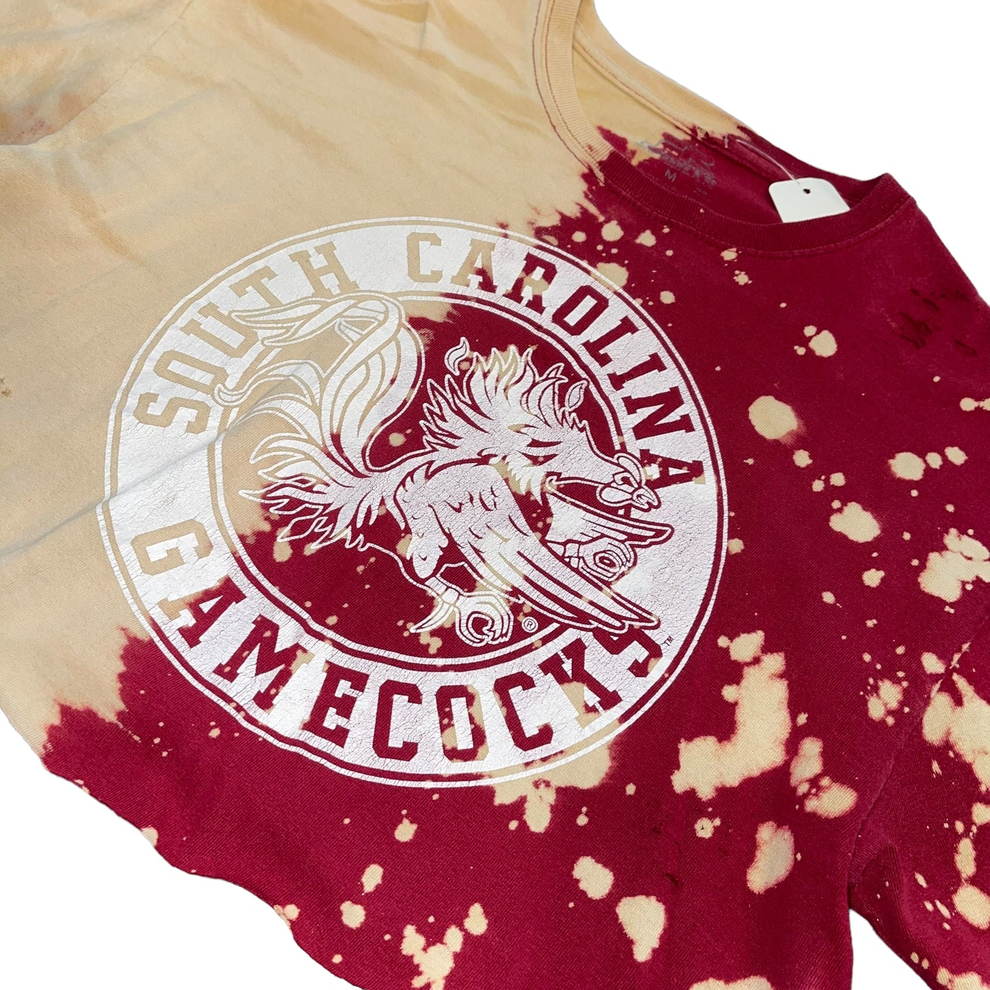 USC South Carolina Bleach/distressed Crop (M)