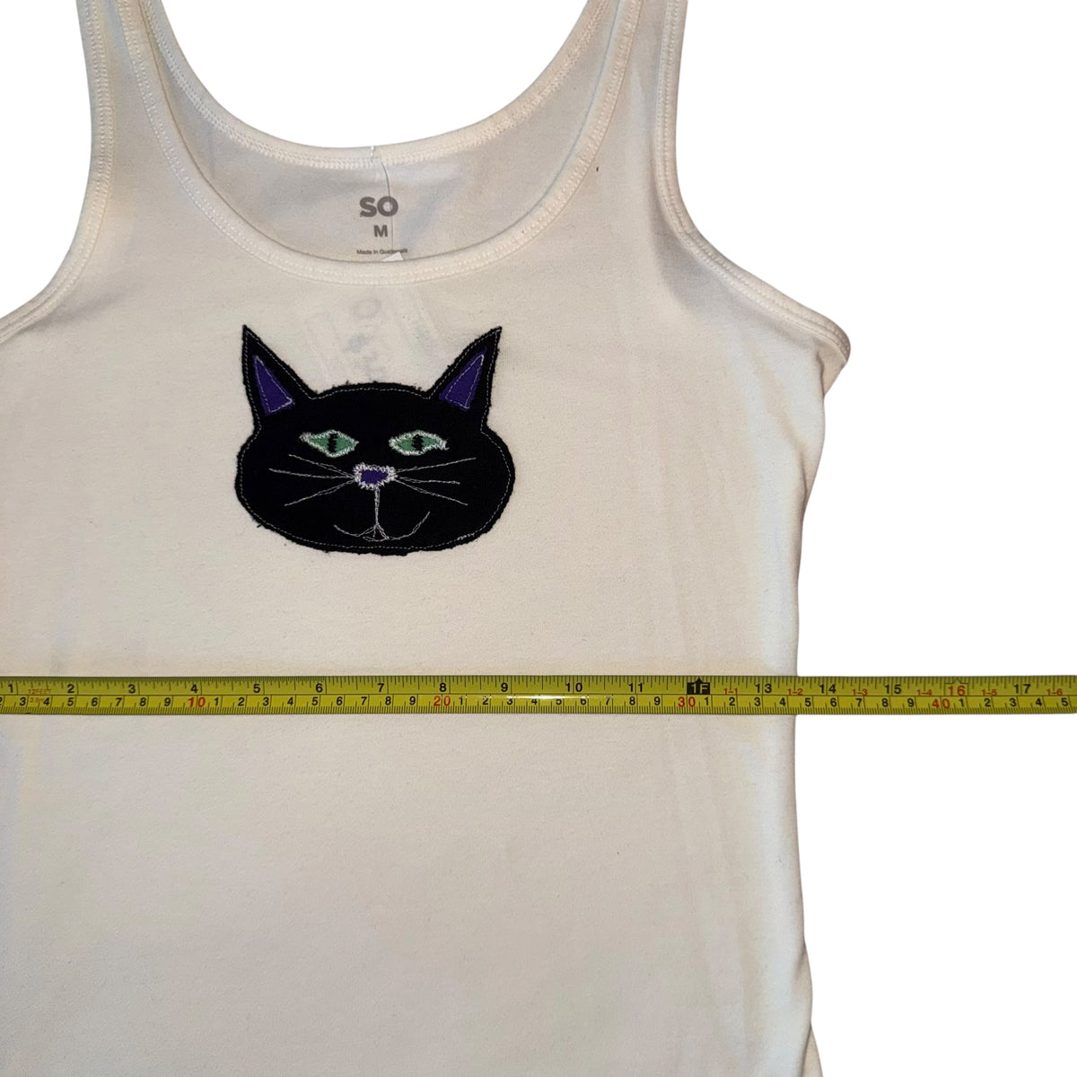 Spooky - Black Cat White Tank (M)