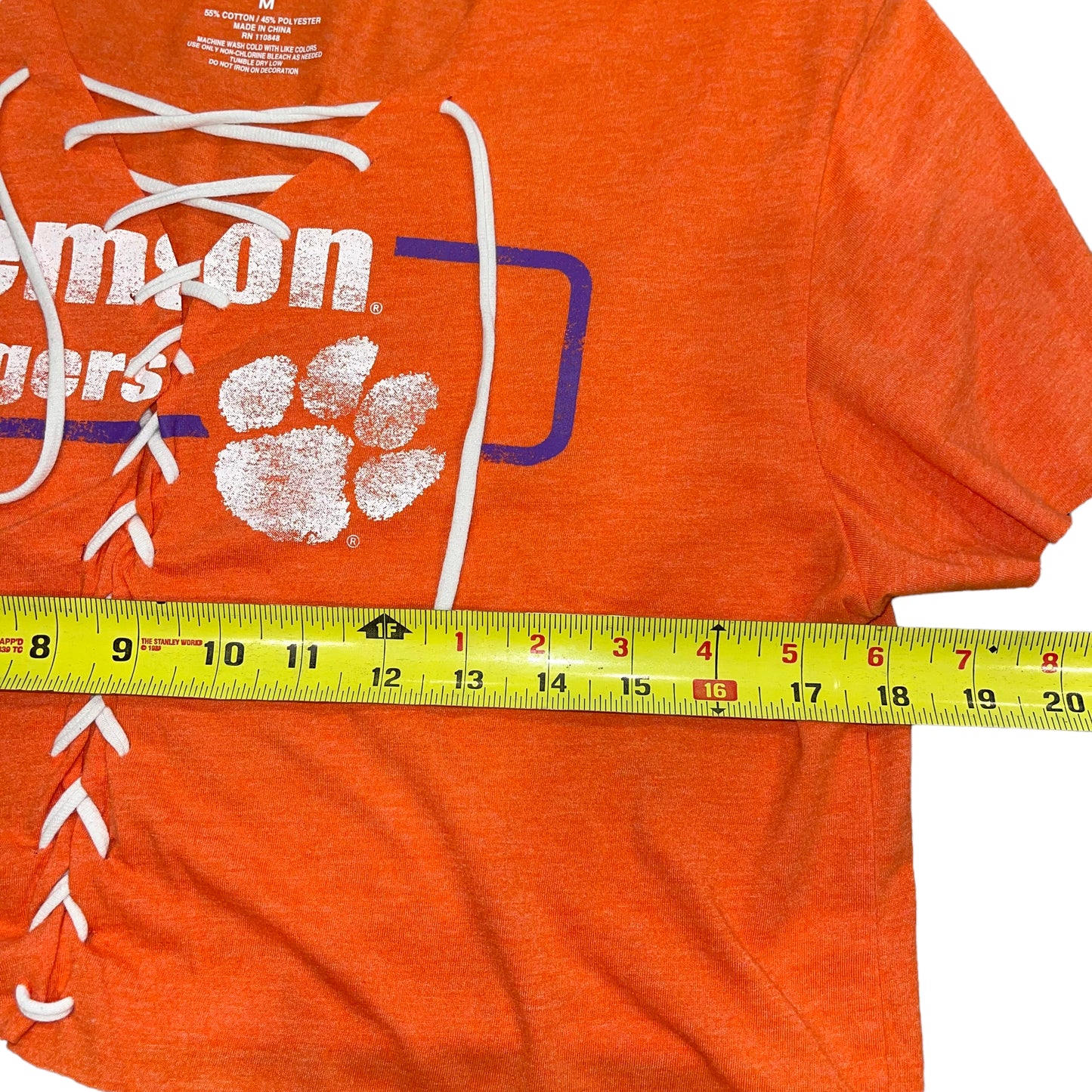 Clemson Reworked Lace up Crop (M)