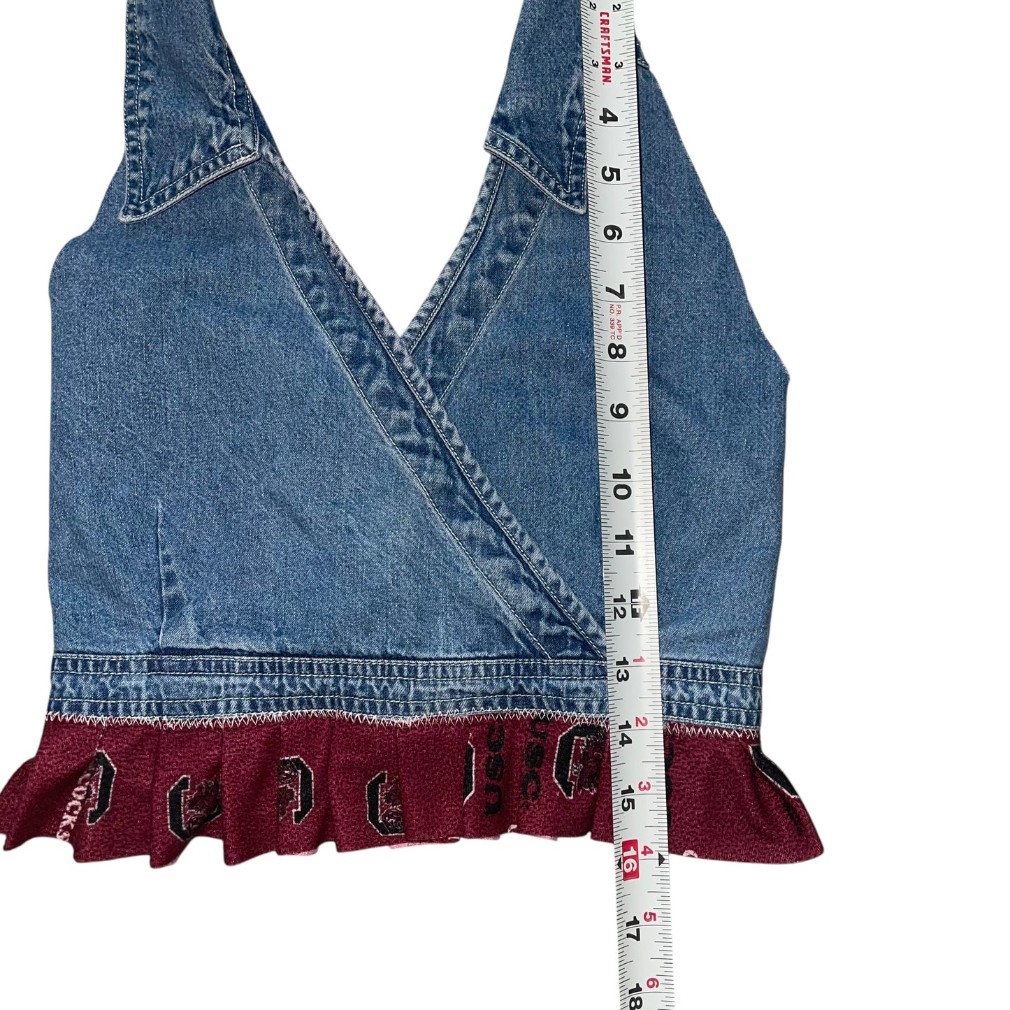 USC South Carolina Denim & Ruffle Halter (M/L)