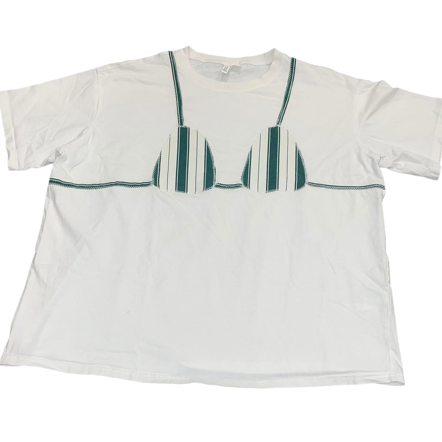 Earthbound - Bikini Patchwork Green Stripes (L)
