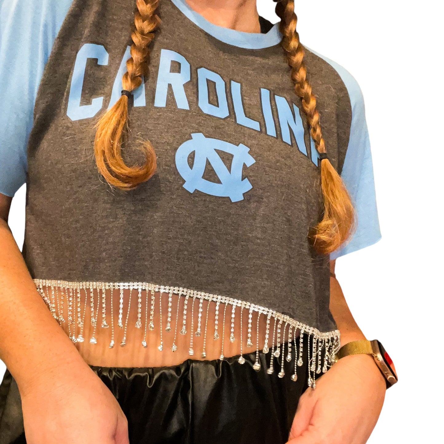UNC North Carolina Rhinestone Crop (L)