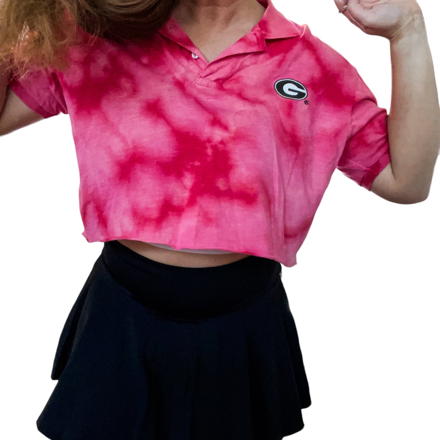 Georgia Bleach Dye Cropped Polo (L)