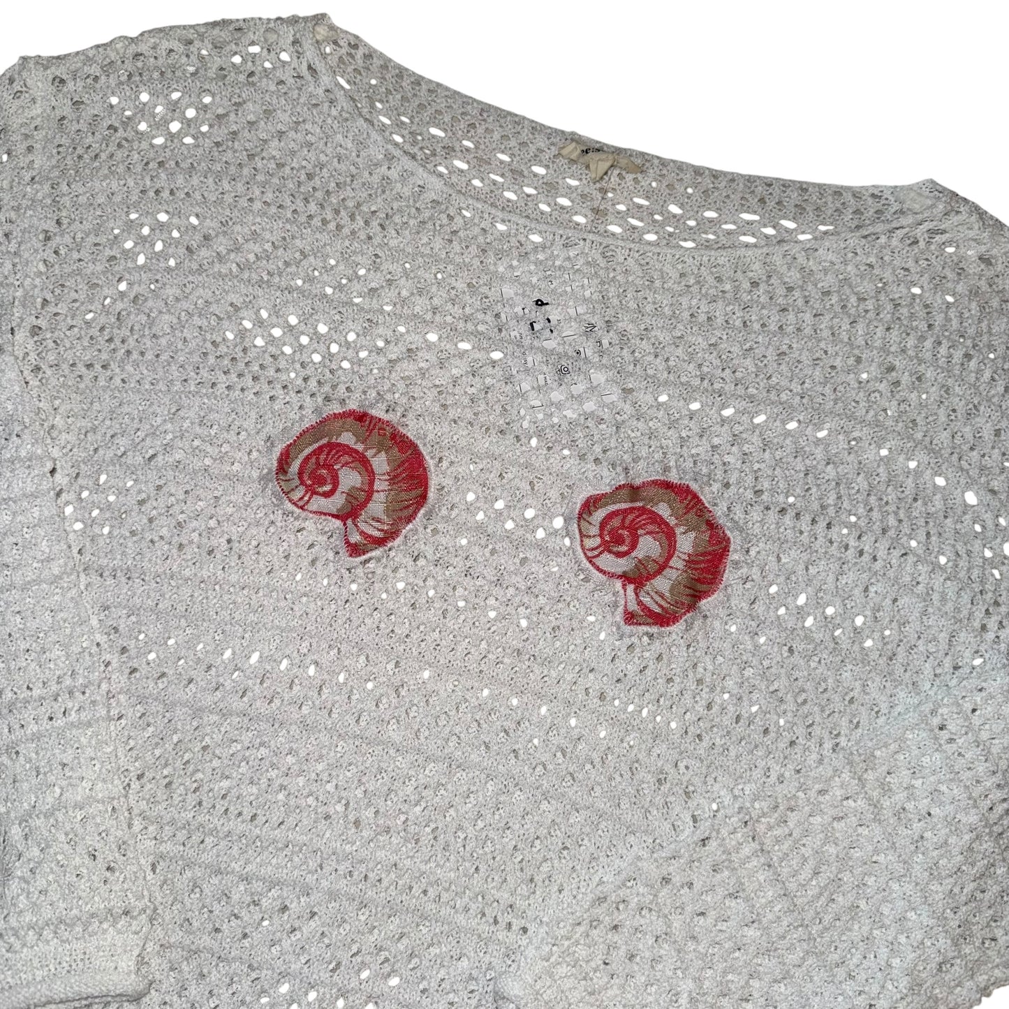 Earthbound - Double Shell White Crochet Pullover (S)