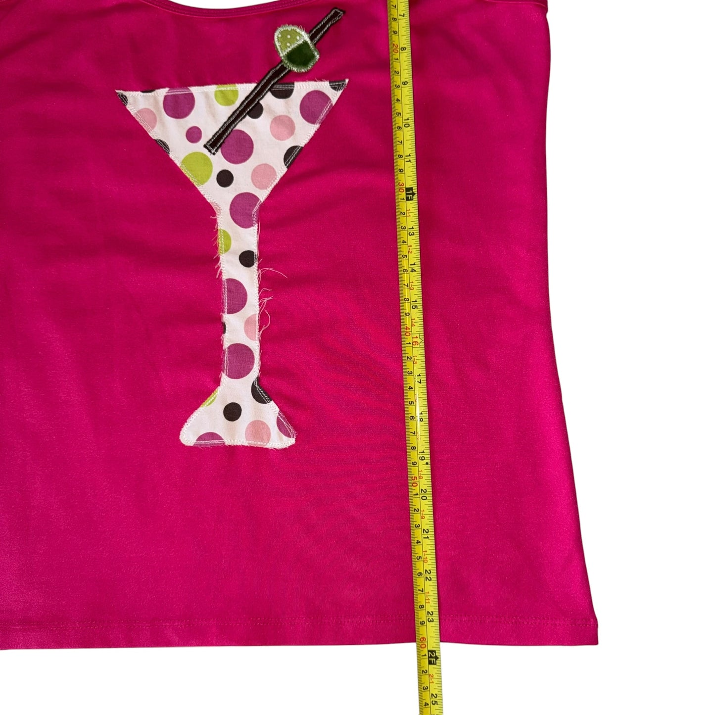 Just a Girl- Y2K Polka Dot Martini Pink Tank (L/XL)