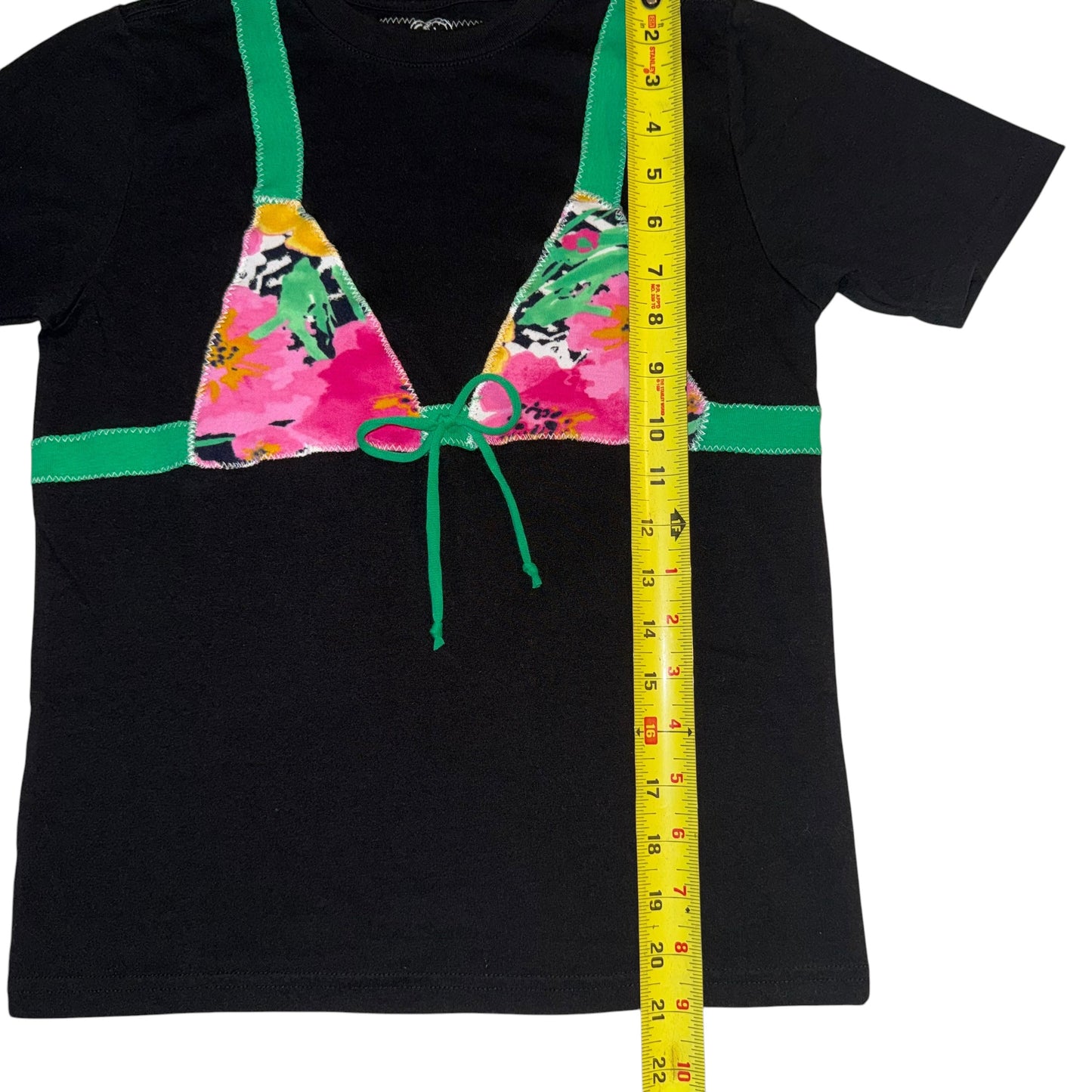 Earthbound - Funky Print Black Bikini Tee (YL/AXS)