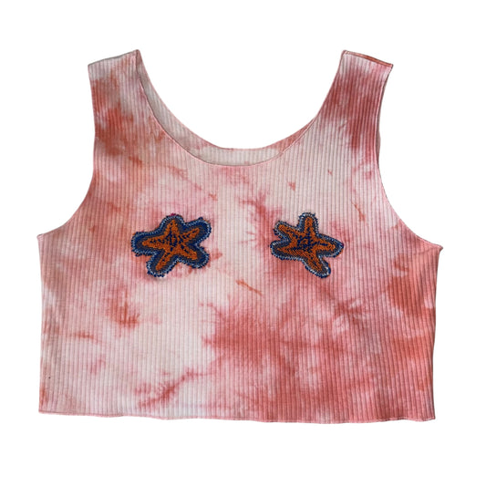 Earthbound - Double Star Fish Orange Tie Dye Tank (L)