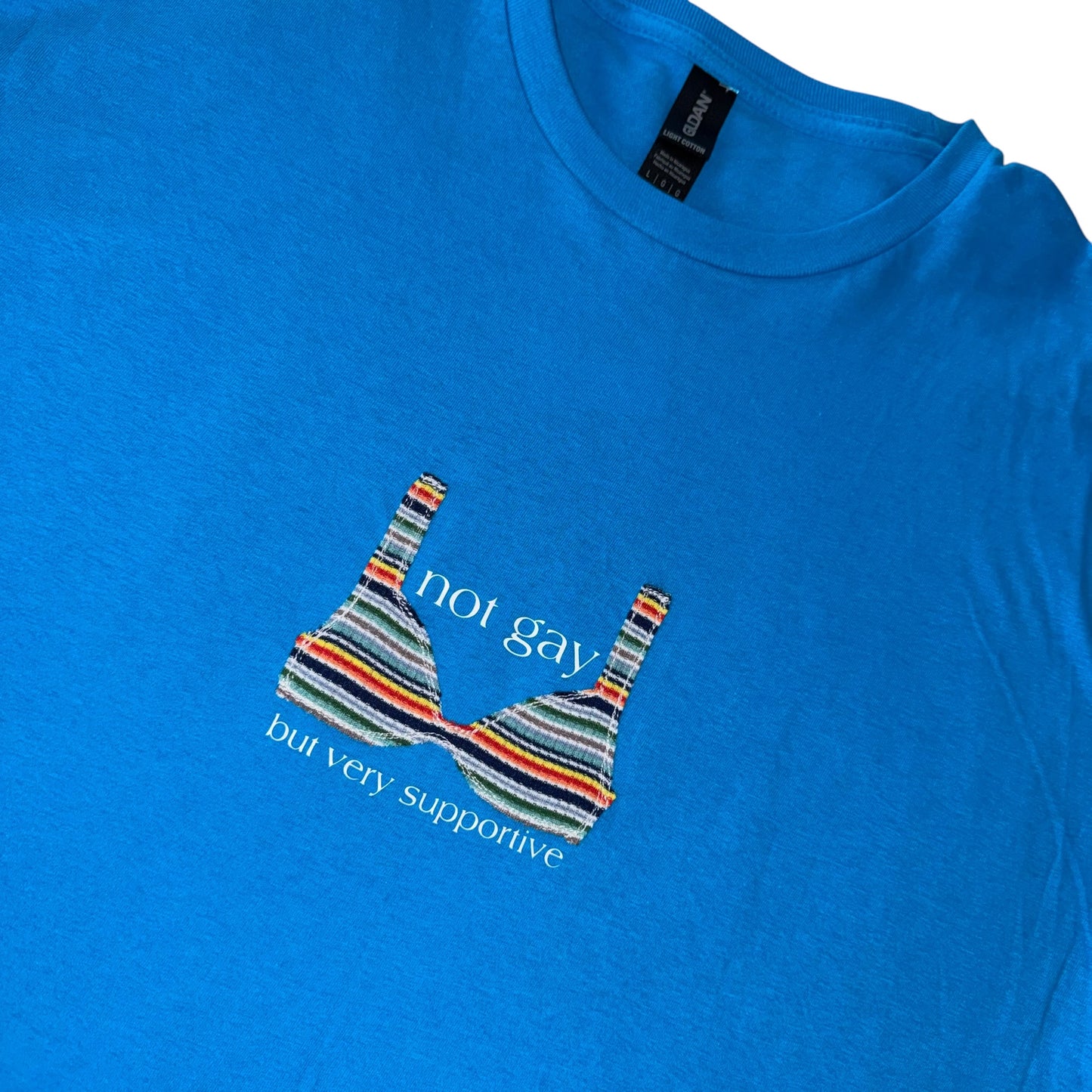 PRIDE - Not Gay But Supportive Blue Tee (L)
