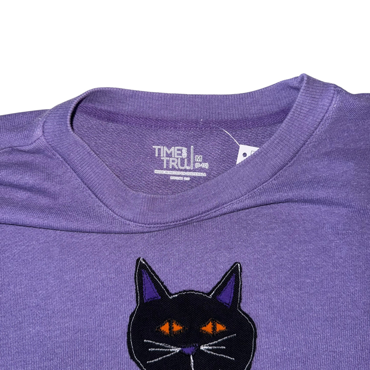 Spooky - Black Cat Purple Pullover (M)