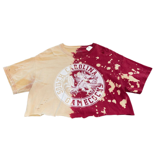 USC South Carolina Bleach/distressed Crop (M)