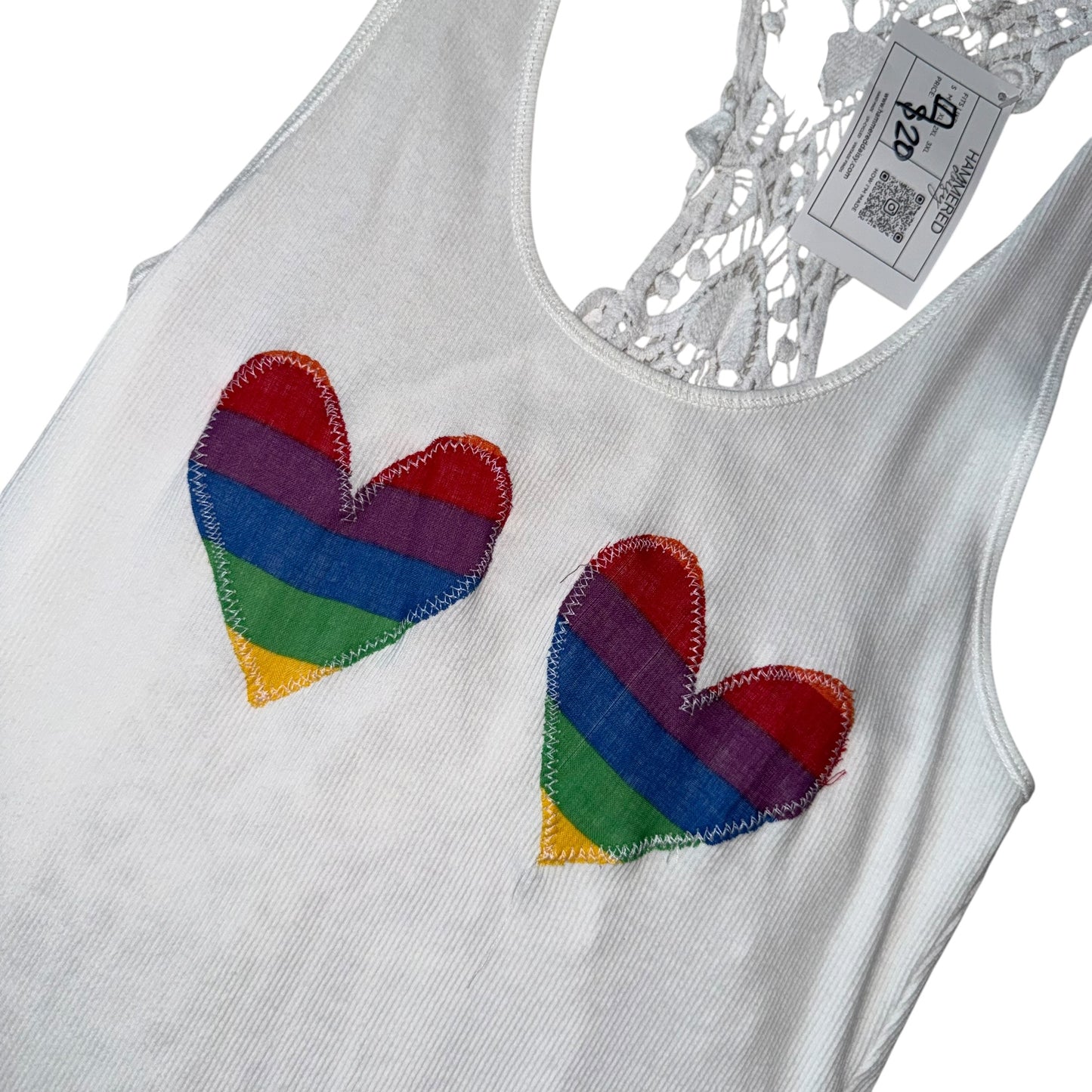 PRIDE - Double Rainbow Heart Crochet Back (L/XL)