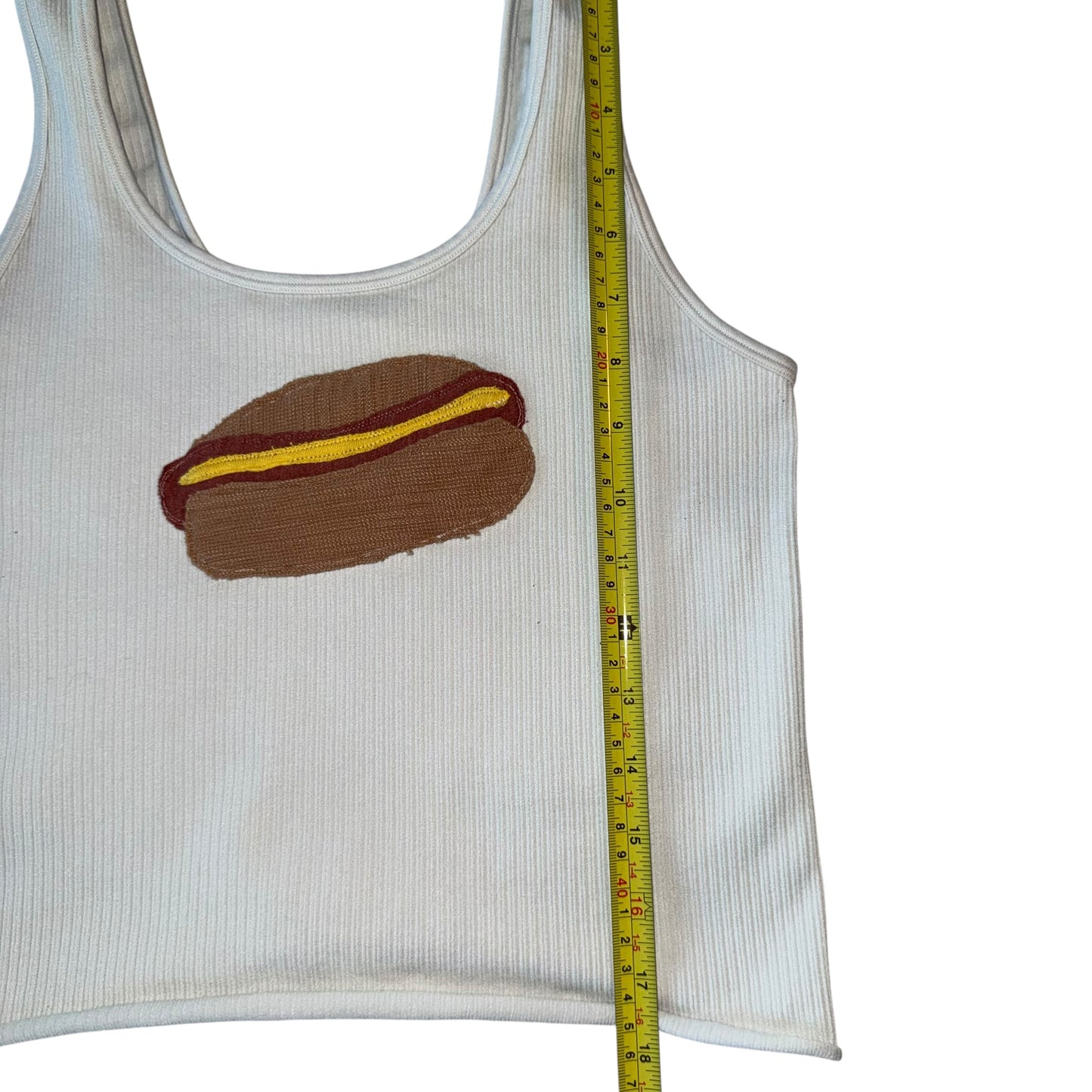 For the Girls, USA - White Hot Dog Ribbed Tank (M/L)