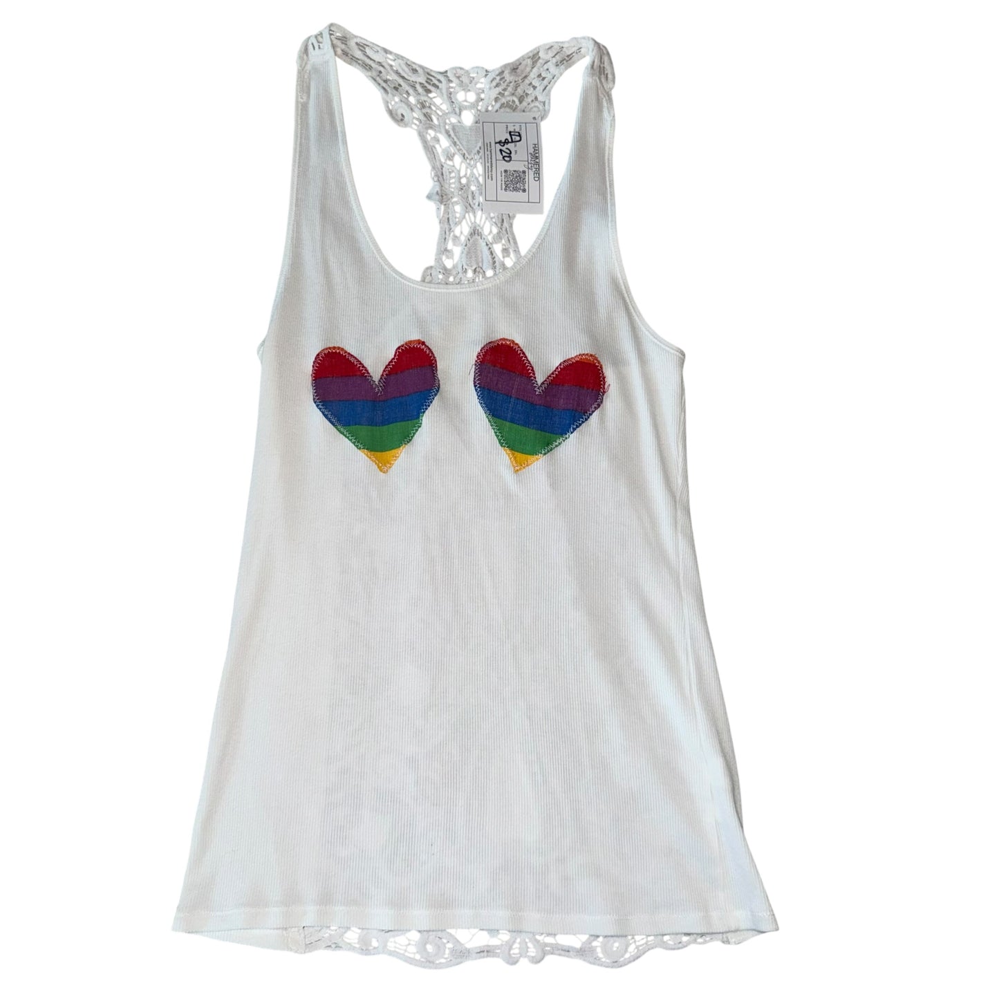 PRIDE - Double Rainbow Heart Crochet Back (L/XL)