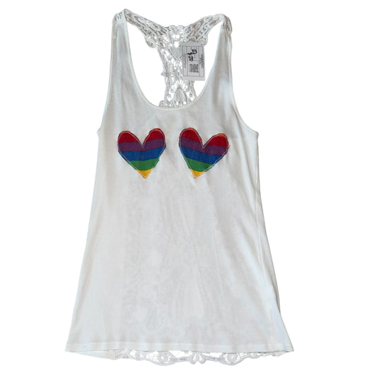 PRIDE - Double Rainbow Heart Crochet Back (L/XL)