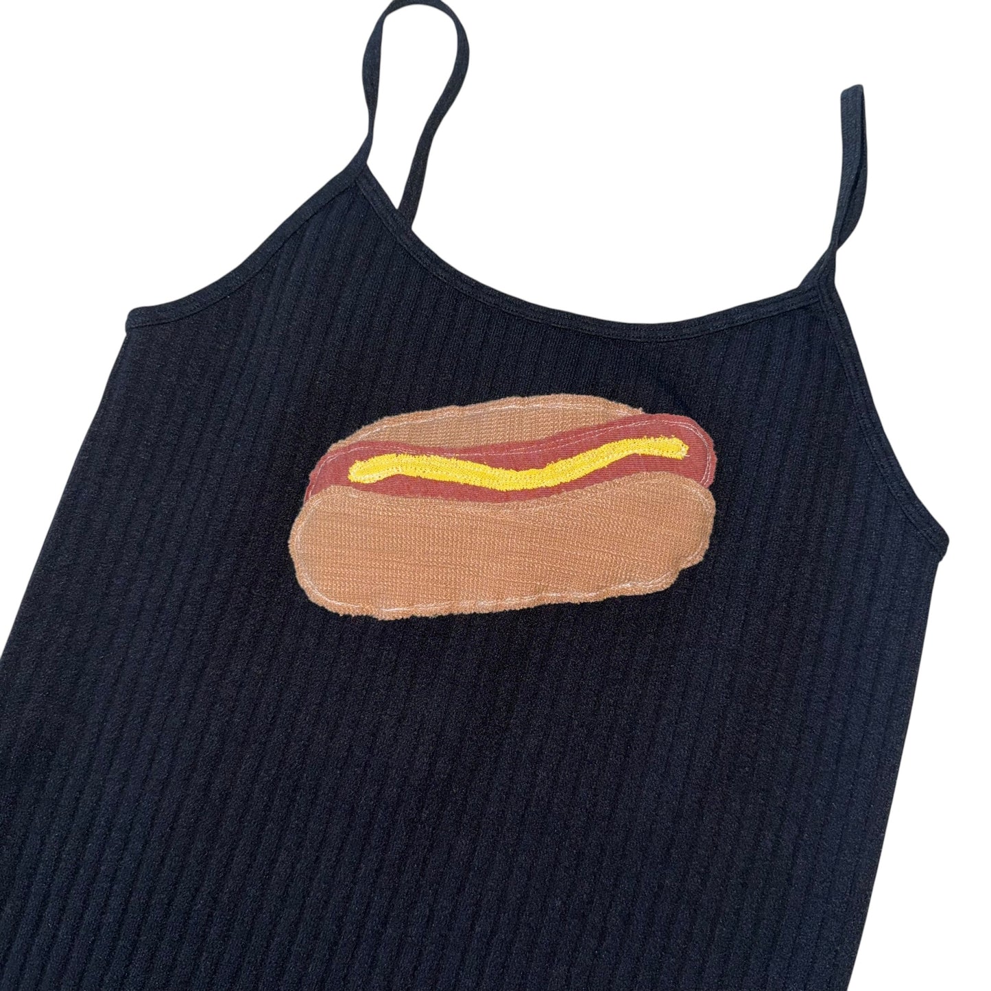 For The Girls, USA - Hot Dog Ribbed Black Tank (M/L)