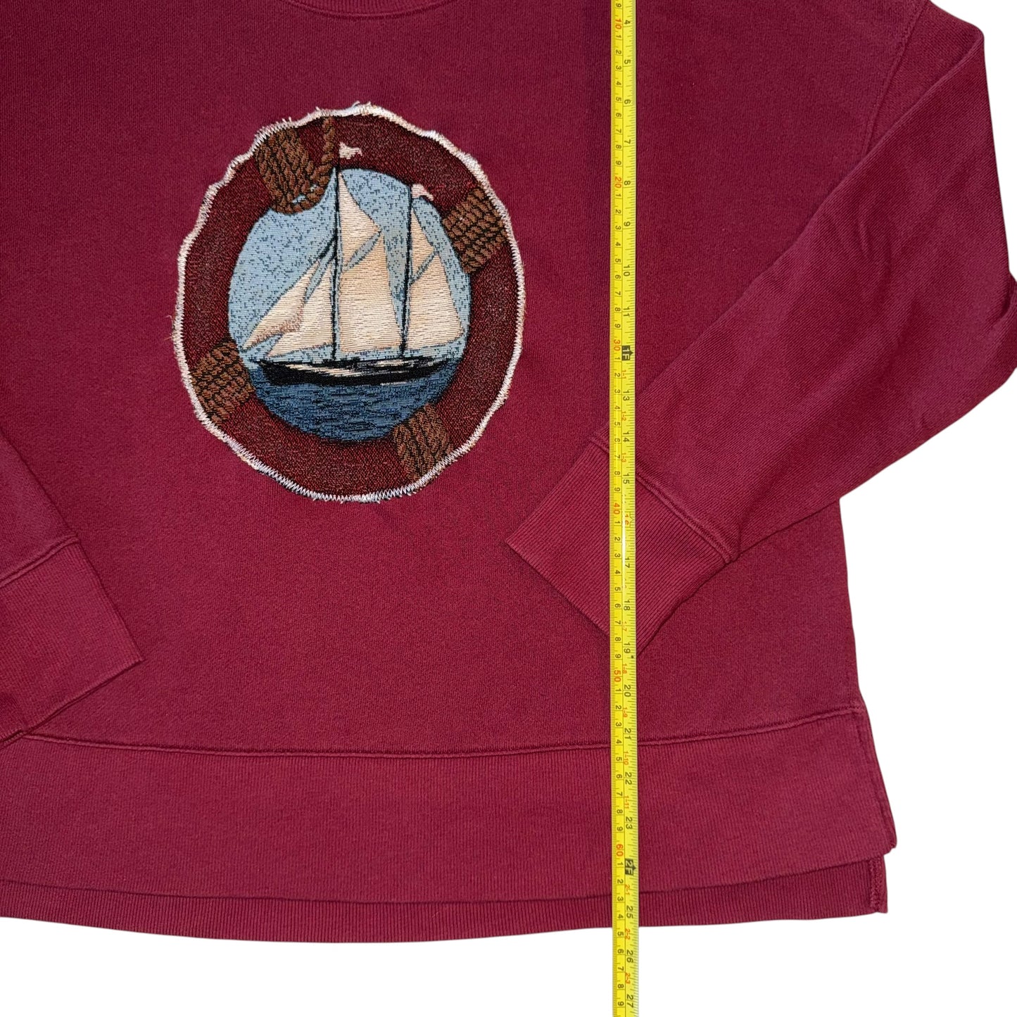 Earthbound - Burgundy Sailboat Pullover (L)