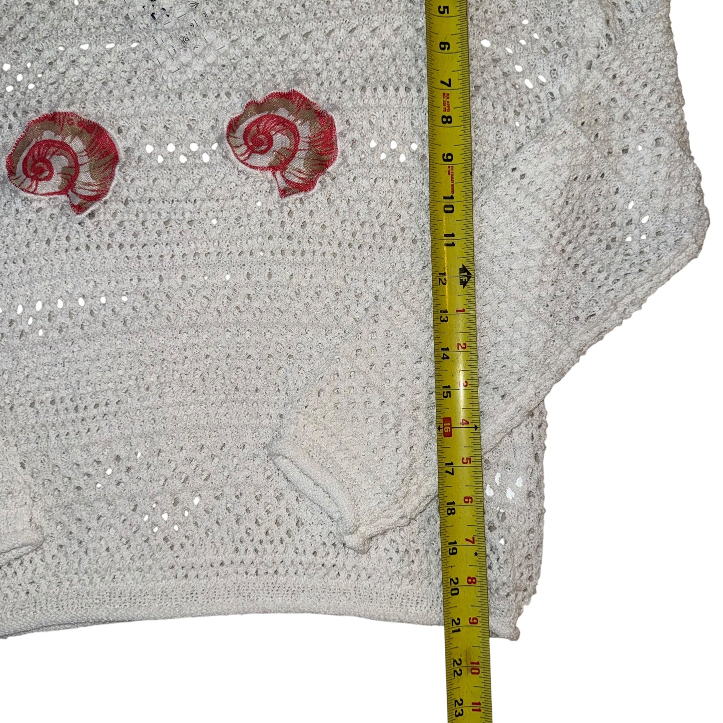 Earthbound - Double Shell White Crochet Pullover (S)
