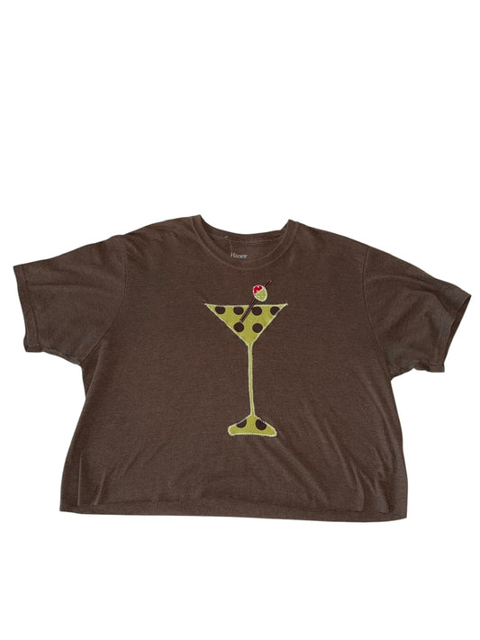Just a Girl-Y2K Martini Brown Shirt (M/L)