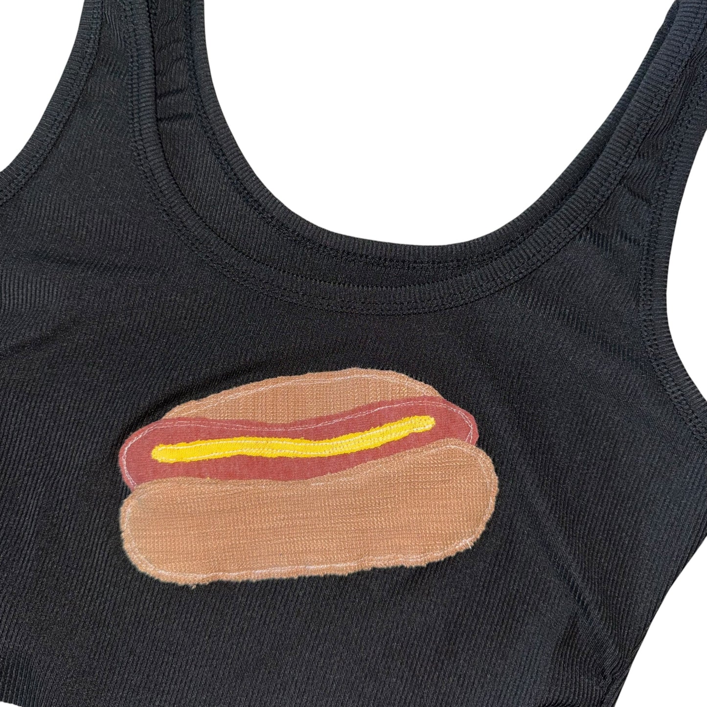 For The Girls, USA - Hot Dog Black Tank Crop (L)