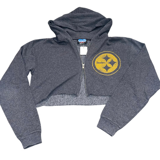Pittsburgh Steelers Open Zipper Cropped Hoodie (M)