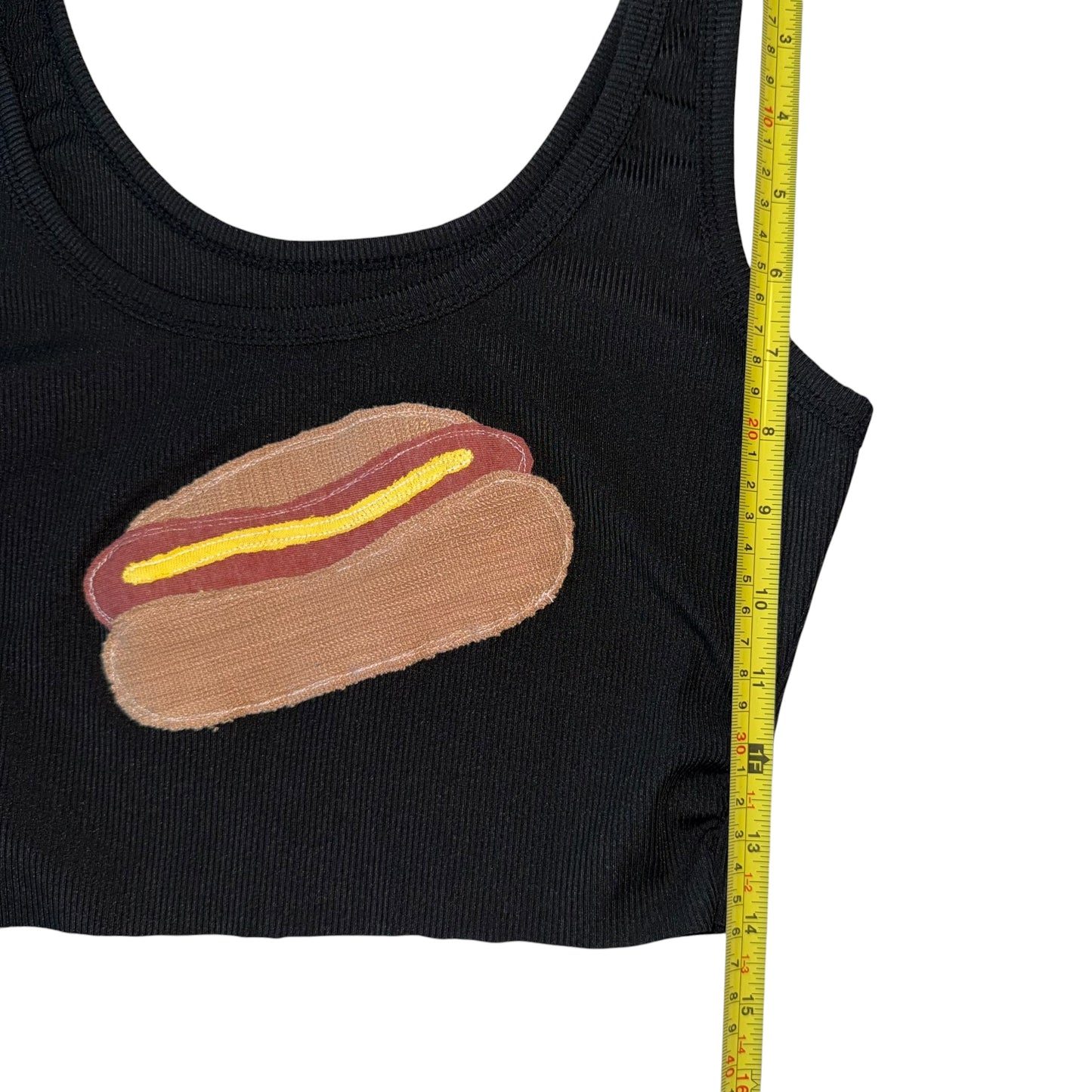 For The Girls, USA - Hot Dog Black Tank Crop (L)