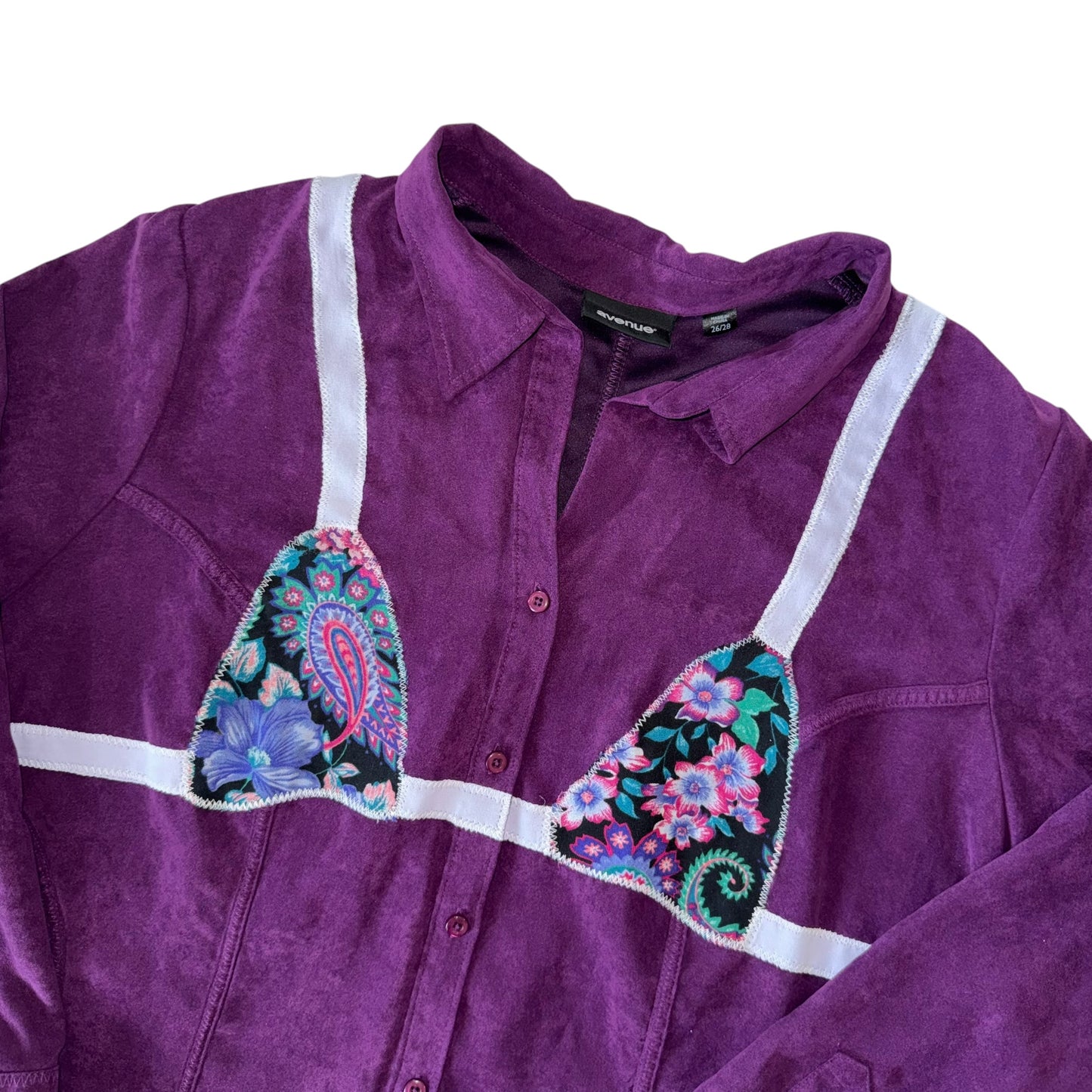 Earthbound - Purple Paisley Button Down Bikini Tee (2XL/3XL)