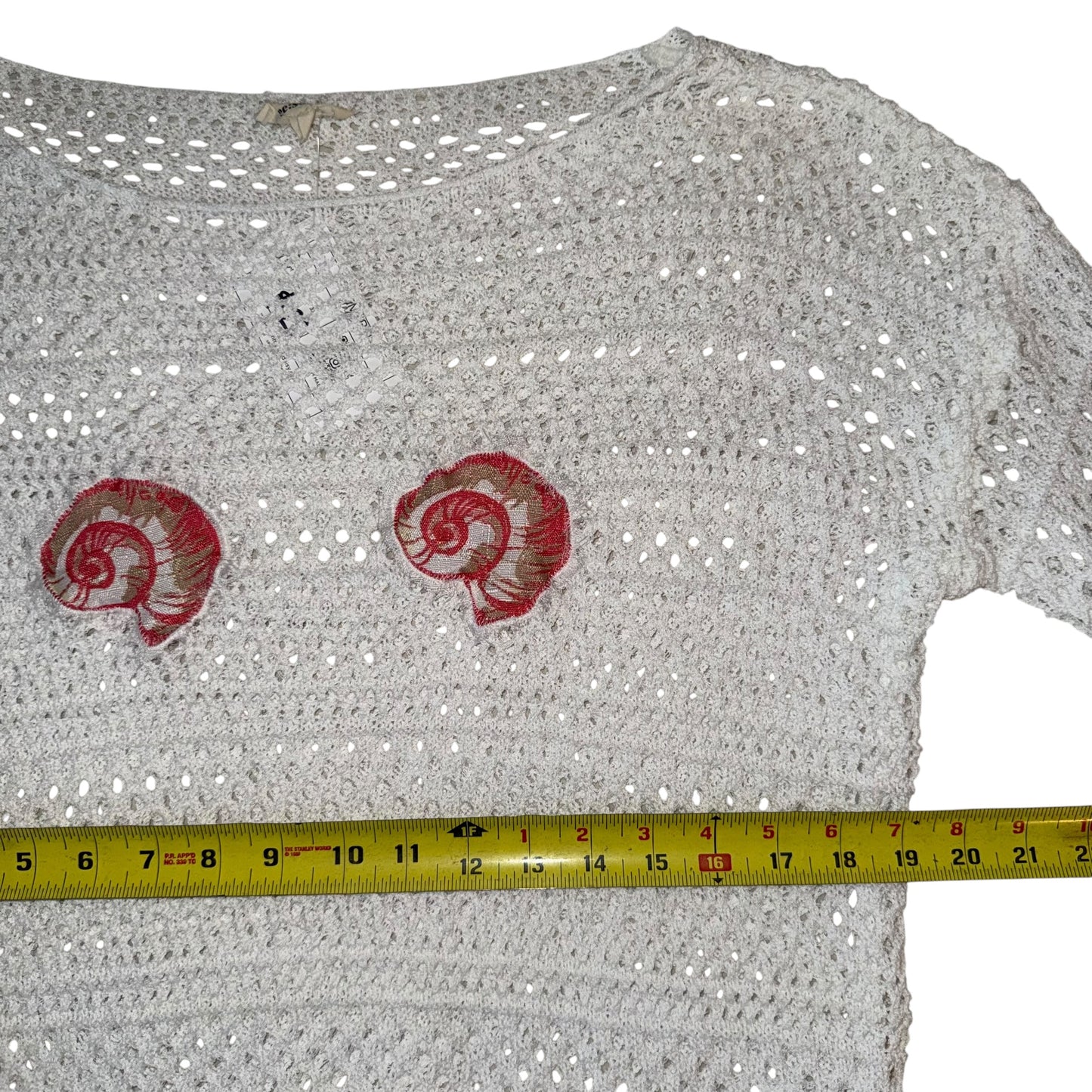 Earthbound - Double Shell White Crochet Pullover (S)