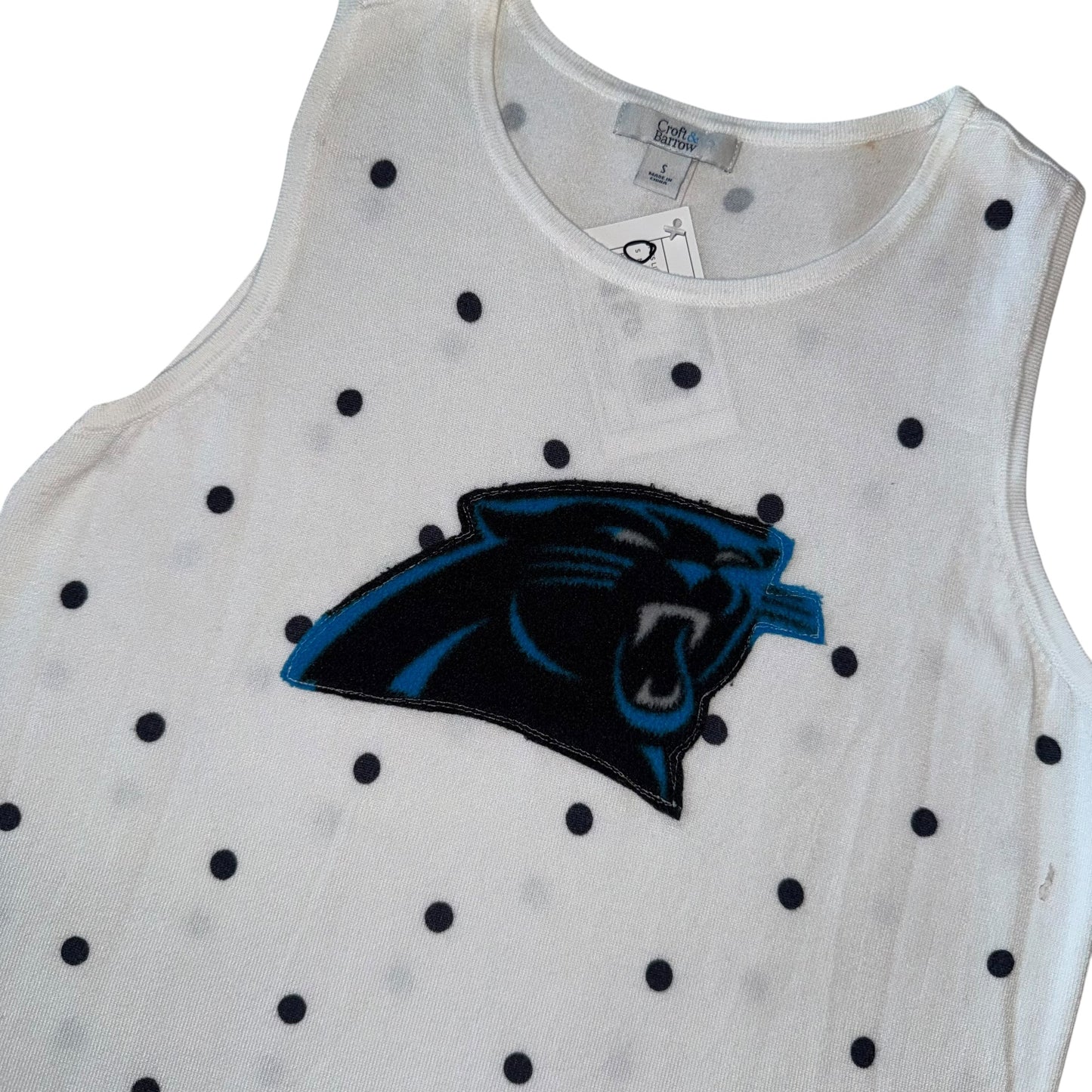 CLT - Panthers Reworked B&W Polka Dot Tank (S)