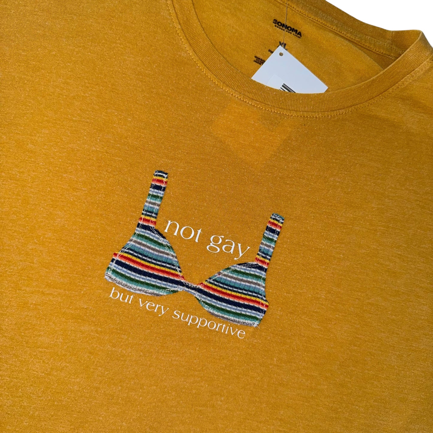 PRIDE - Not Gay But Supportive Mustard Tee (XL)