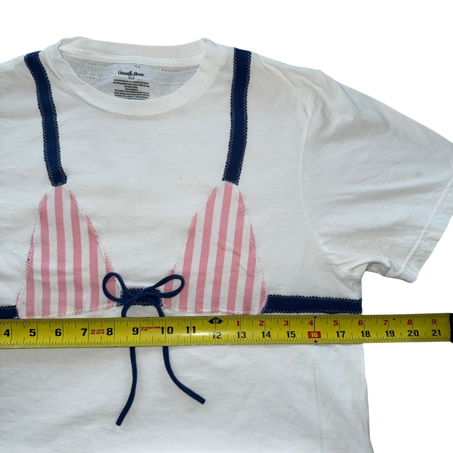 Earthbound - Pink Striped Blue String Bikini Tee (S)