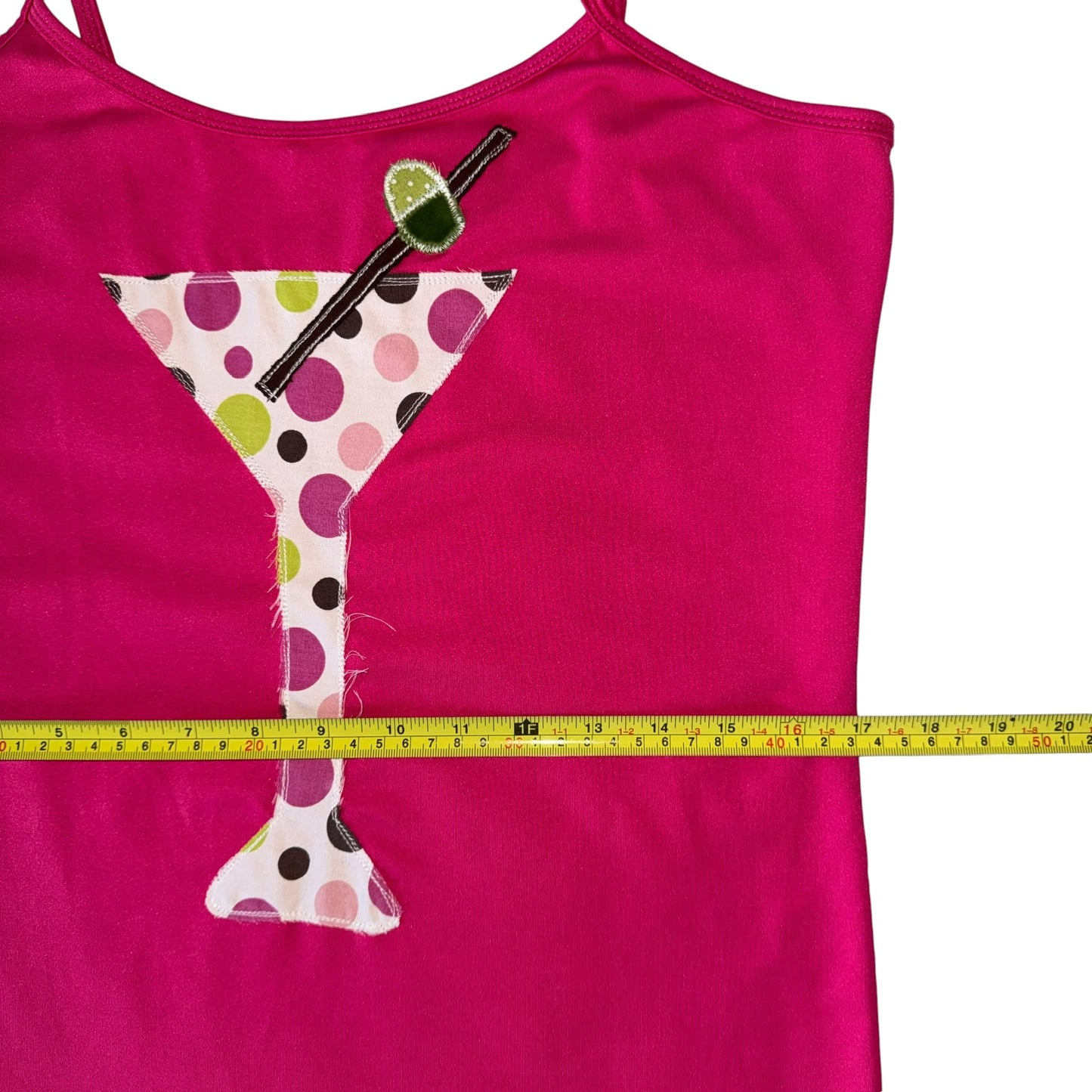 Just a Girl- Y2K Polka Dot Martini Pink Tank (L/XL)