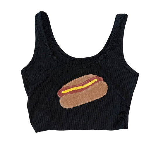 For The Girls, USA - Hot Dog Black Tank Crop (L)