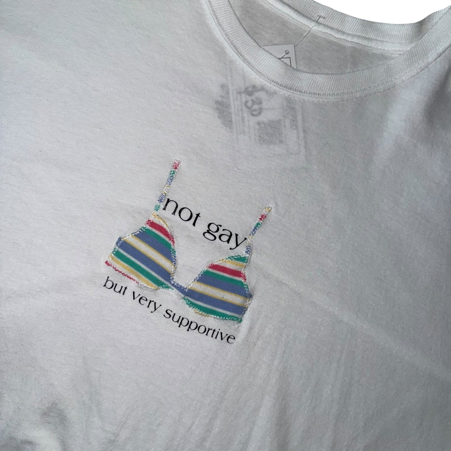 PRIDE - Not Gay But Supportive White Crop (2XL)