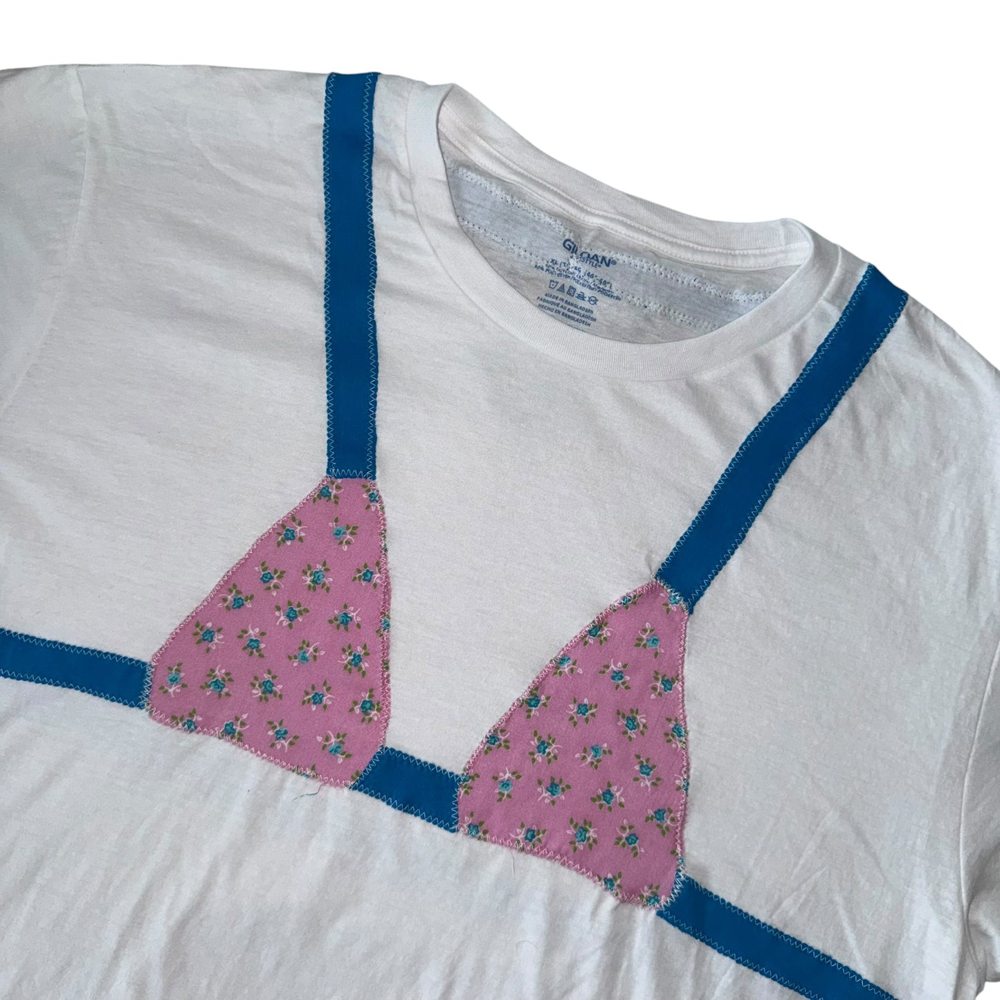 Earthbound - Pink and Blue Florals Bikini Tee (XL)