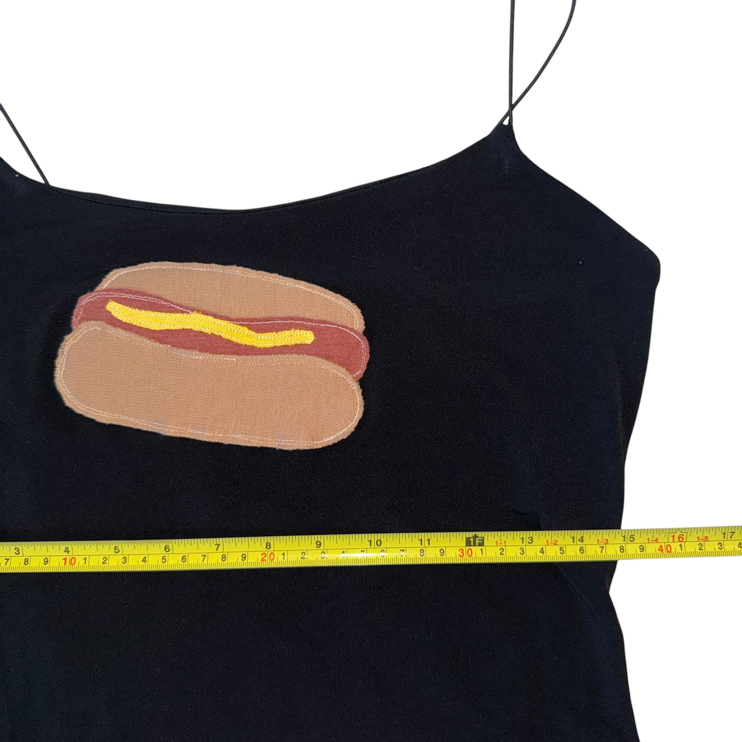 For The Girls, USA - Hot Dog Skinny Strap Black Tank (L)