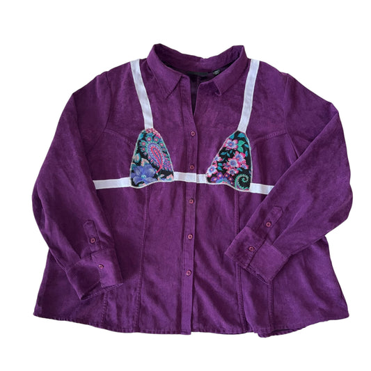 Earthbound - Purple Paisley Button Down Bikini Tee (2XL/3XL)