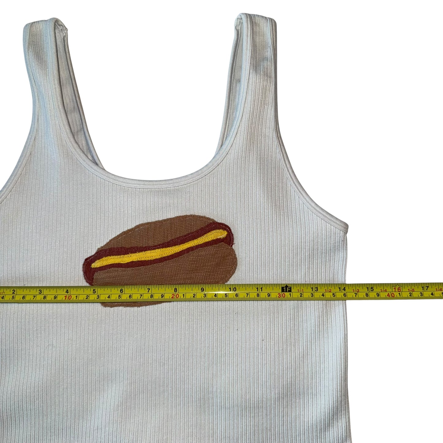 For the Girls, USA - White Hot Dog Ribbed Tank (M/L)