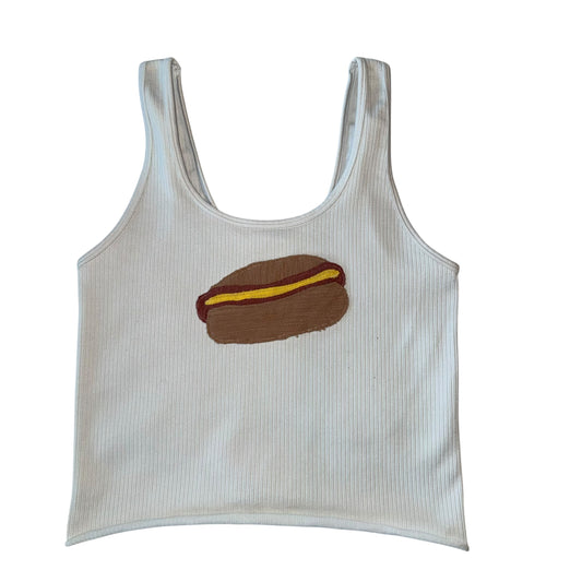 For the Girls, USA - White Hot Dog Ribbed Tank (M/L)