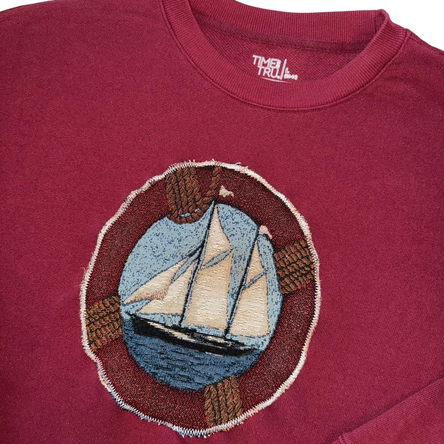 Earthbound - Burgundy Sailboat Pullover (L)