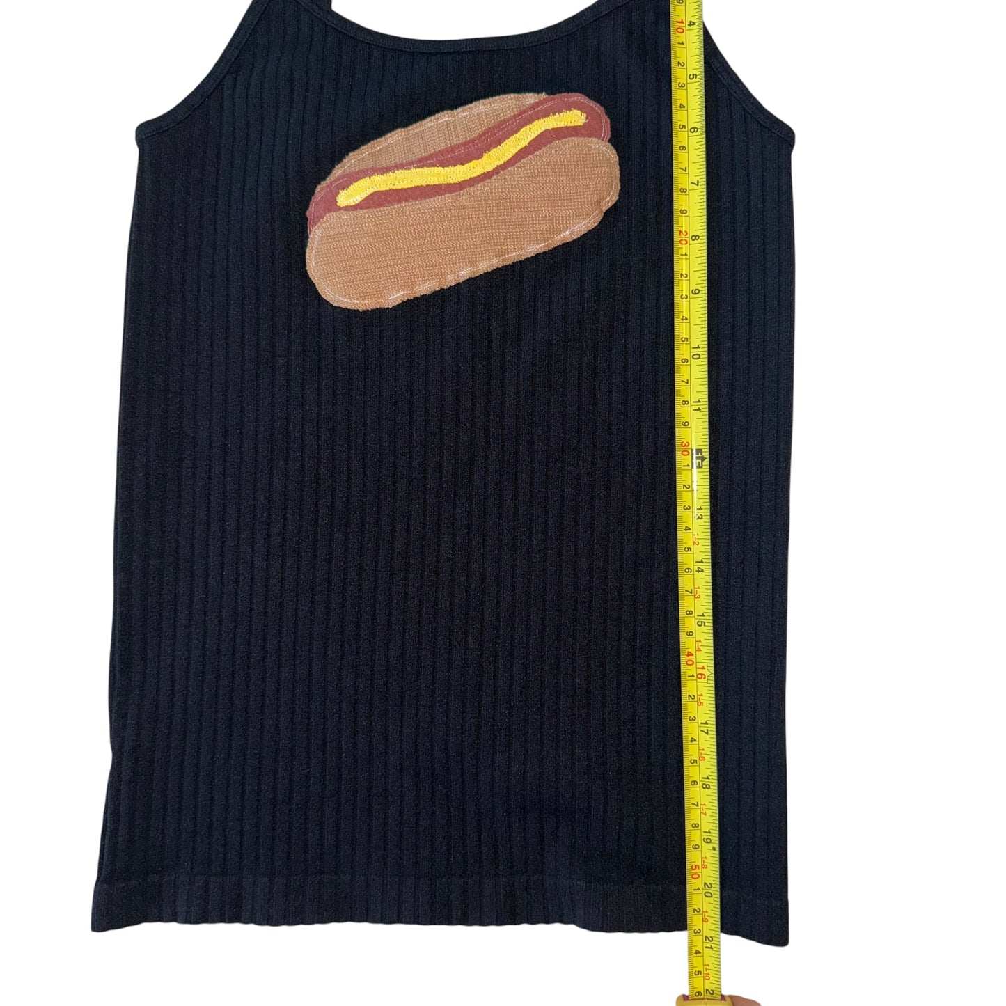 For The Girls, USA - Hot Dog Ribbed Black Tank (M/L)