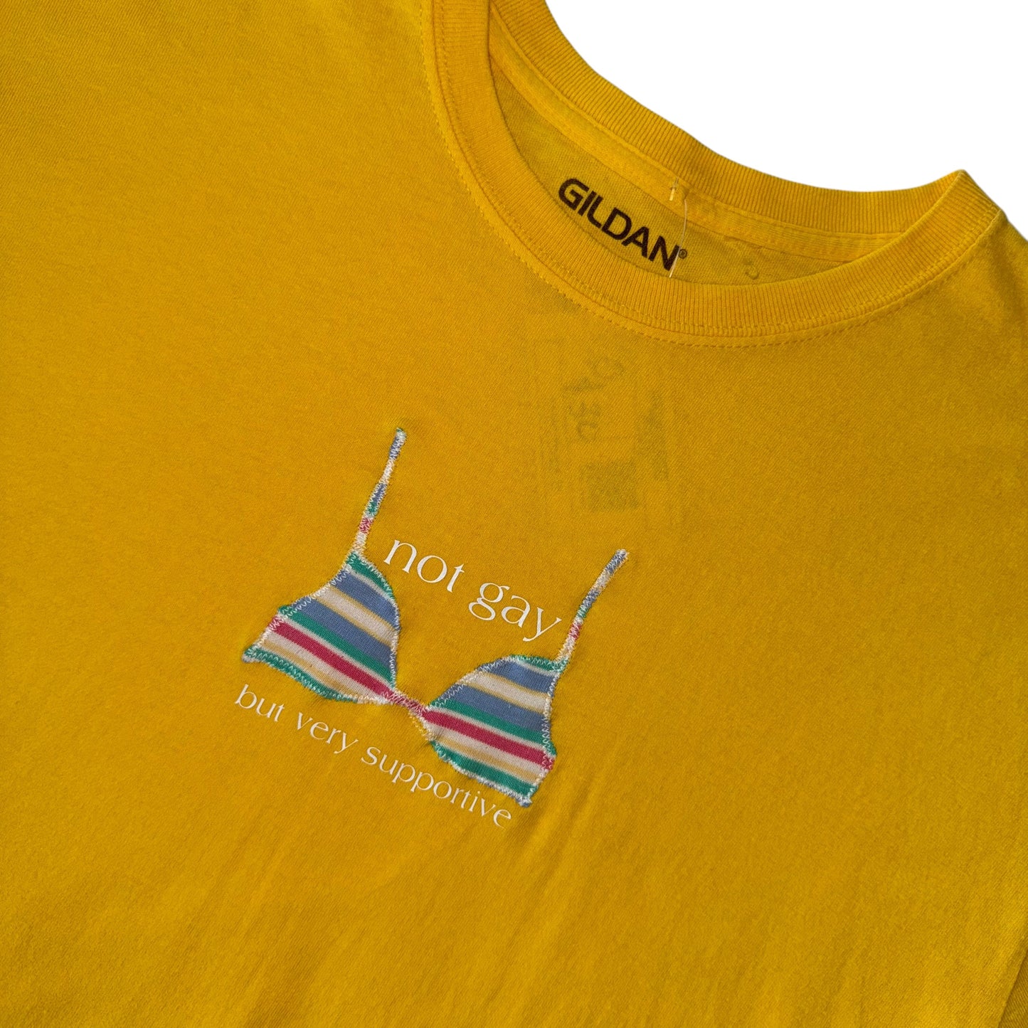 PRIDE - Not Gay But Supportive Yellow Crop (L)