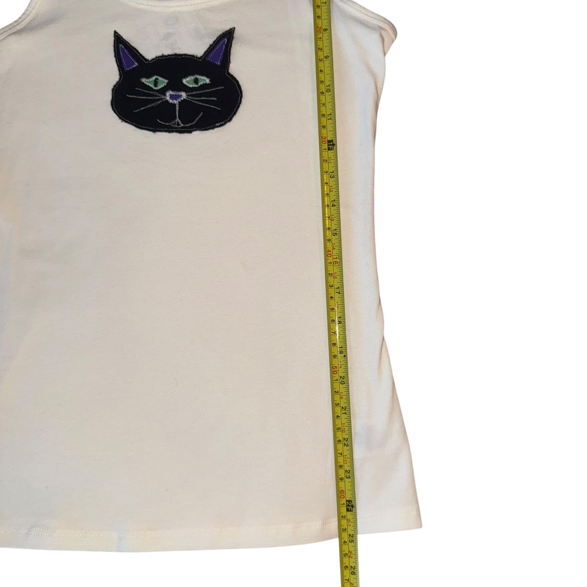 Spooky - Black Cat White Tank (M)